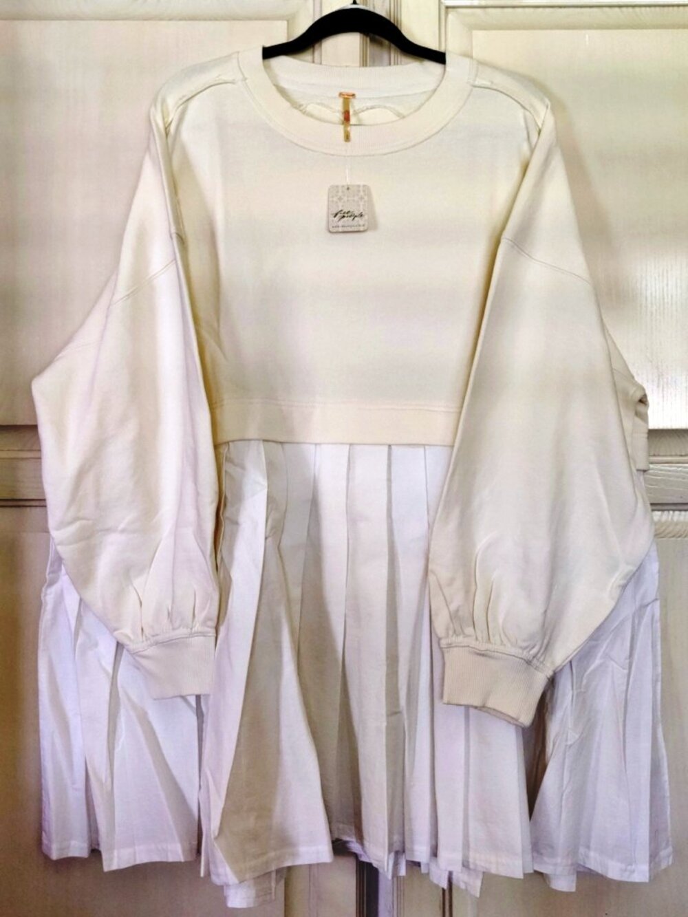 Free People Eleanor Ruffle Bottom Long Sleeve Oversized Sweatshirt in Moonglow